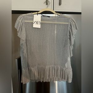 Zara shimmery see through shirt/blouse size S